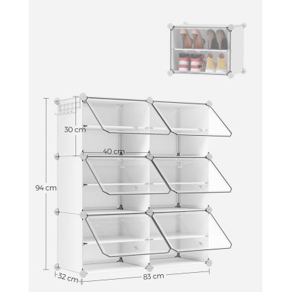 Modulární regál s přihrádkami BOXIFY 83x94x32 cm bílá