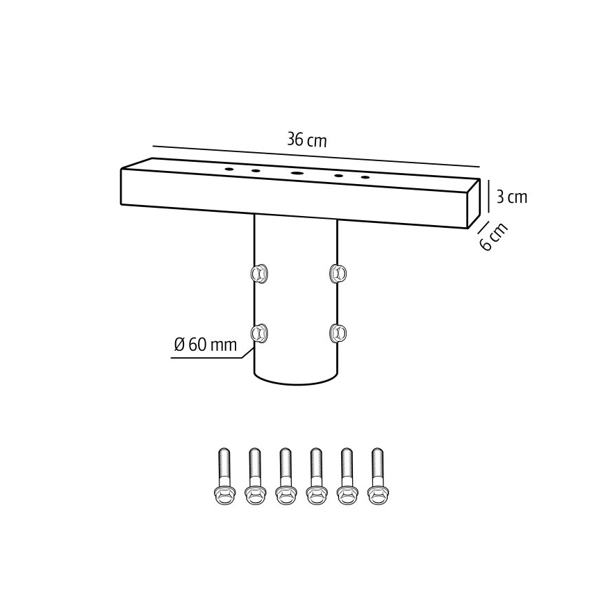 Montážní držák pro venkovní osvětlení BASE pr. 60 mm černá