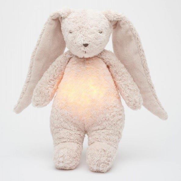 Moonie - Usínáček s melodií a světlem 2.0 zajíček organic rose