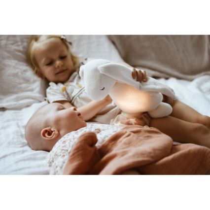 Moonie - Usínáček s melodií a světlem 2.0 zajíček organic rose