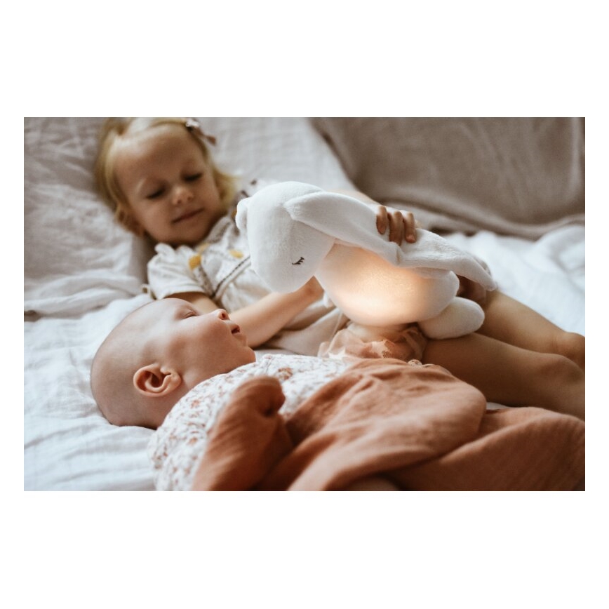 Moonie - Usínáček s melodií a světlem 2.0 zajíček organic rose
