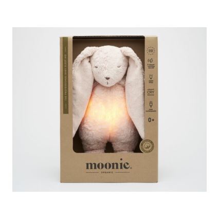 Moonie - Usínáček s melodií a světlem 2.0 zajíček organic rose