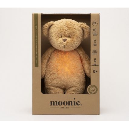 Moonie - Usínáček s melodií a světlem medvídek 2.0 organic cappuccino