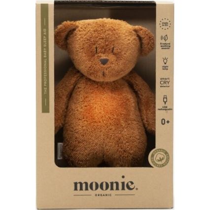 Moonie - Usínáček s melodií a světlem medvídek 2.0 organic caramel
