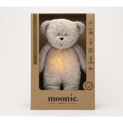Moonie - Usínáček s melodií a světlem medvídek 2.0 organic grey
