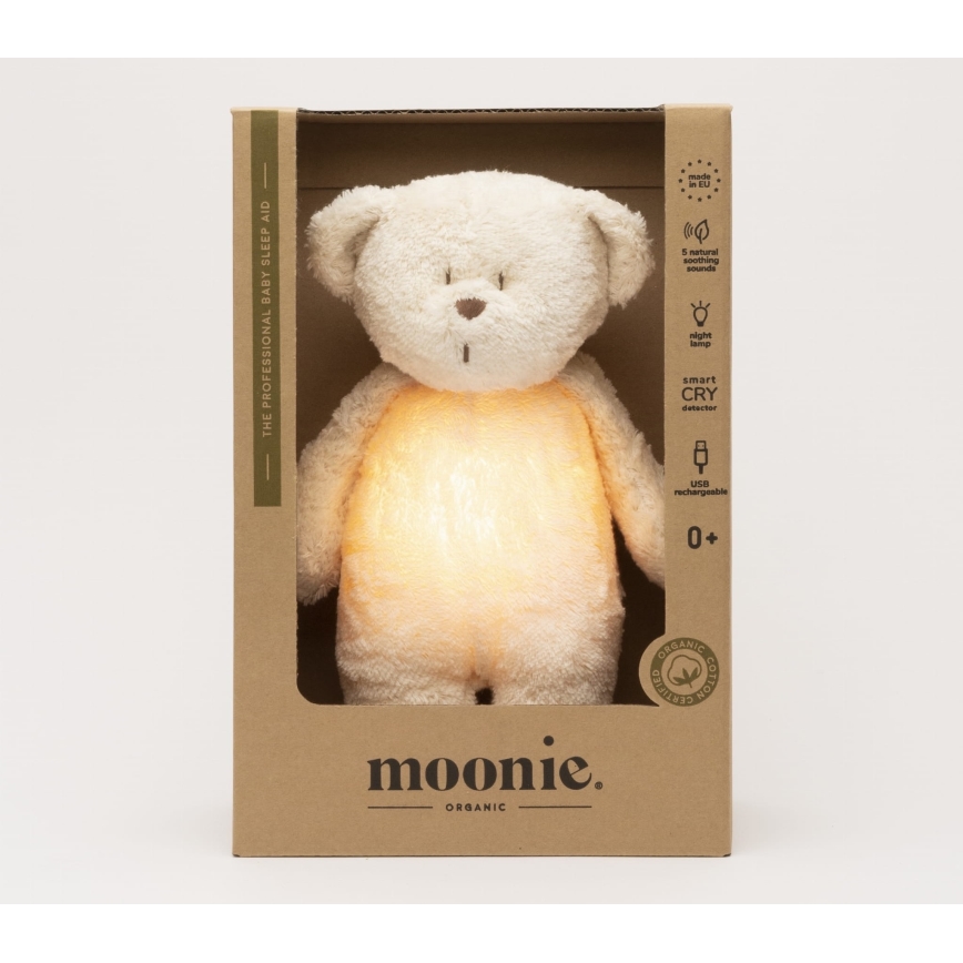 Moonie - Usínáček s melodií a světlem medvídek 2.0 organic polar