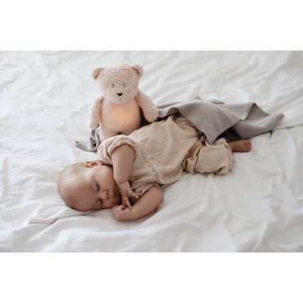 Moonie - Usínáček s melodií a světlem medvídek 2.0 organic rose