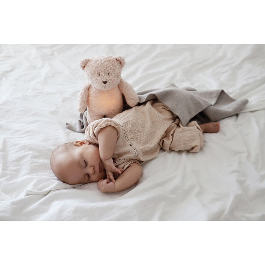 Moonie - Usínáček s melodií a světlem medvídek 2.0 organic rose