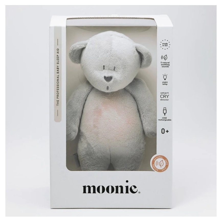 Moonie - Usínáček s melodií a světlem medvídek silver