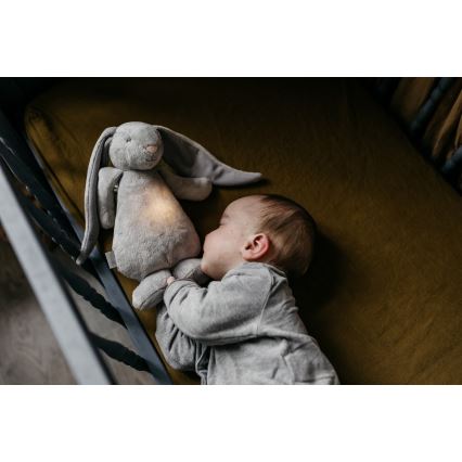 Moonie - Usínáček s melodií a světlem zajíček 2.0 organic grey