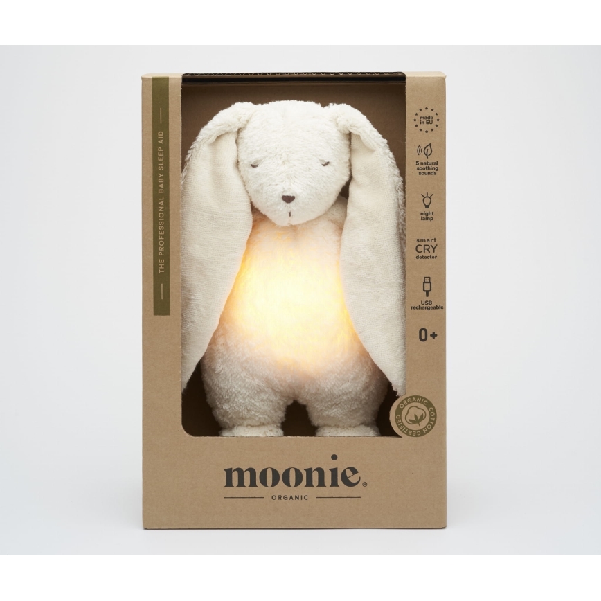 Moonie - Usínáček s melodií a světlem zajíček 2.0 organic polar