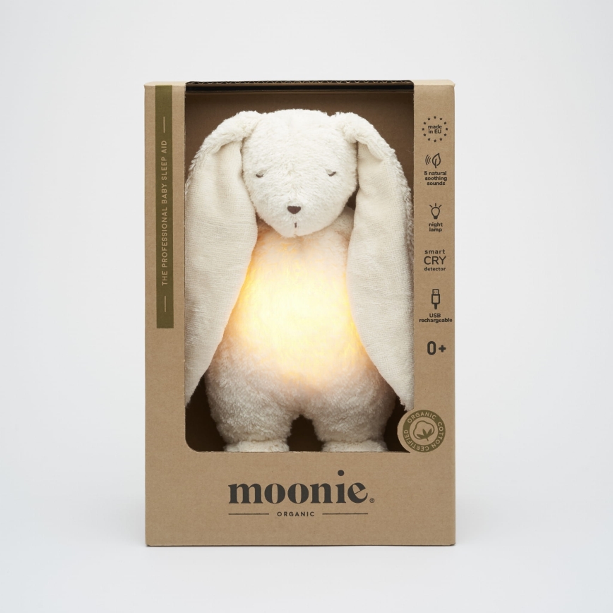Moonie - Usínáček s melodií a světlem zajíček organic polar natur
