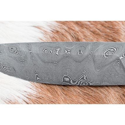 Myslivecký damaškový nůž 11,8 cm ořech/jelení paroh