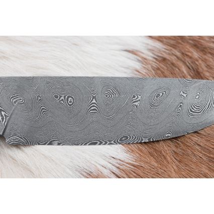 Myslivecký damaškový nůž 11,8 cm ořech/jelení paroh