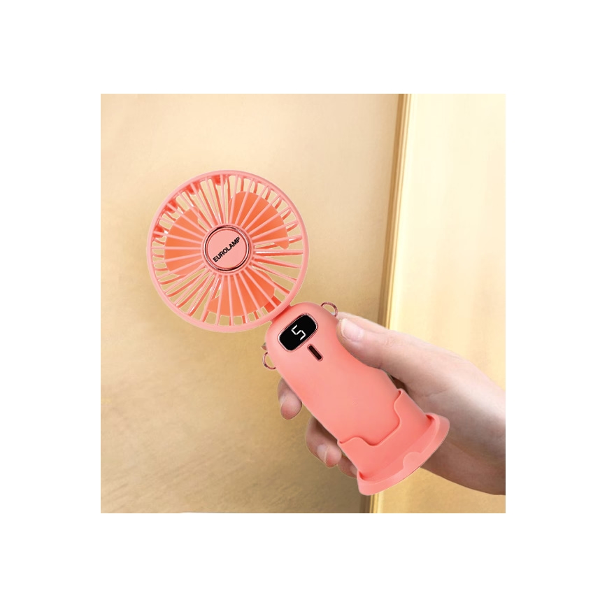 Nabíjecí kapesní ventilátor 3W/5V 1200 mAh růžová