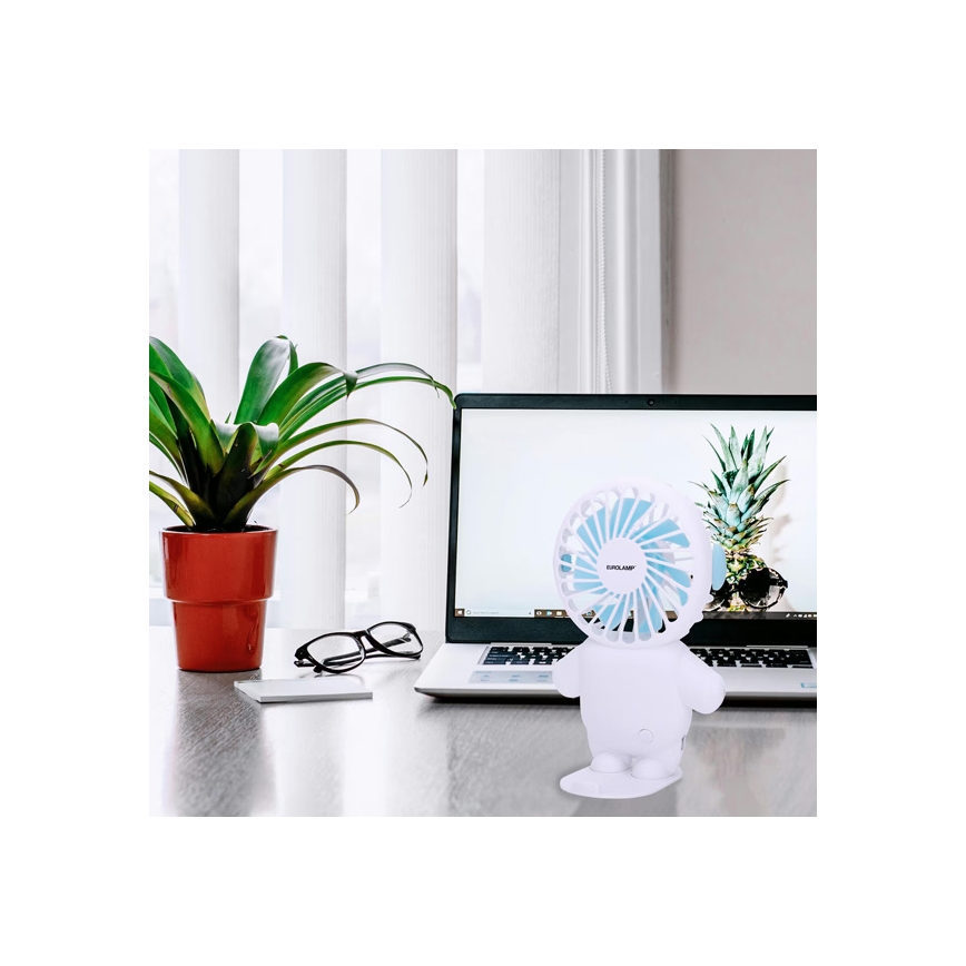 Nabíjecí kapesní ventilátor 4,5W/5V 500 mAh bílá/modrá