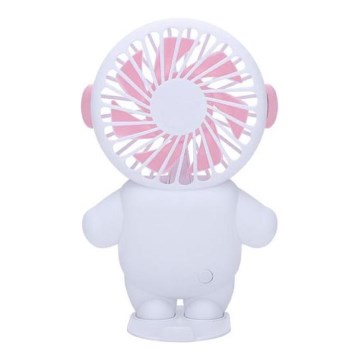 Nabíjecí kapesní ventilátor 4,5W/5V 500 mAh bílá/růžová