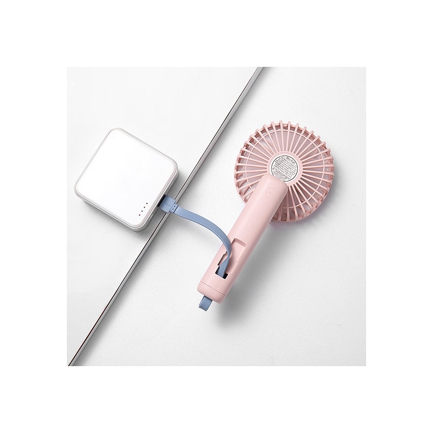 Nabíjecí kapesní ventilátor 5W/5V 1200 mAh růžová