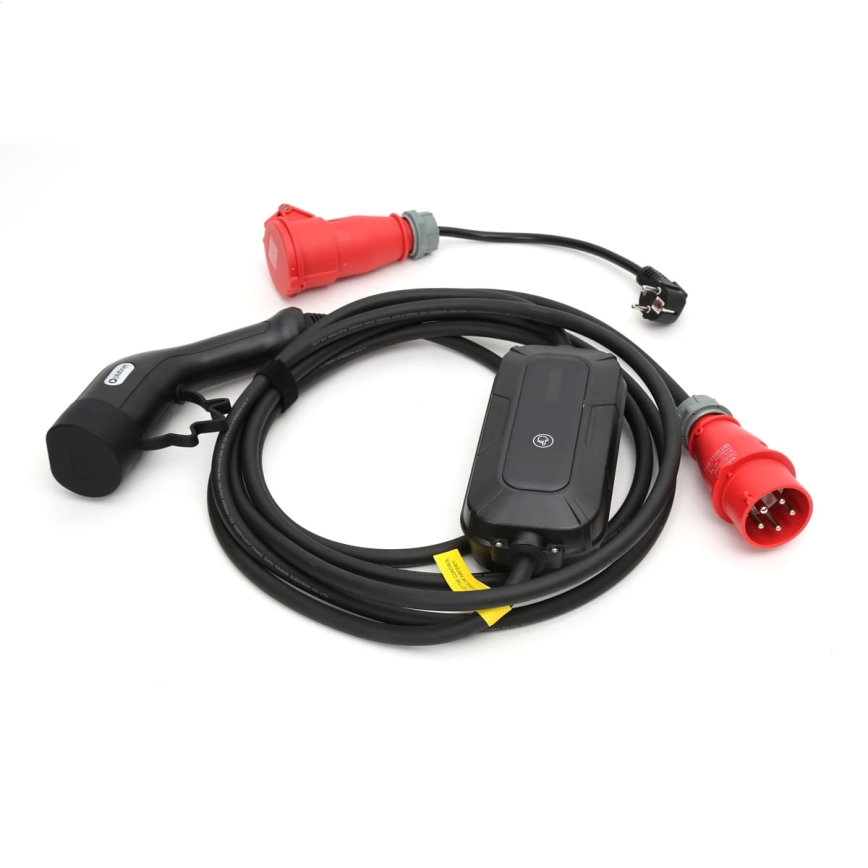 Cestovní nabíjecí stanice pro elektromobily EV/PHEV AC Type 2 16A/400V 11kW IP55 7m + adaptér 230V 3,7kW + pouzdro