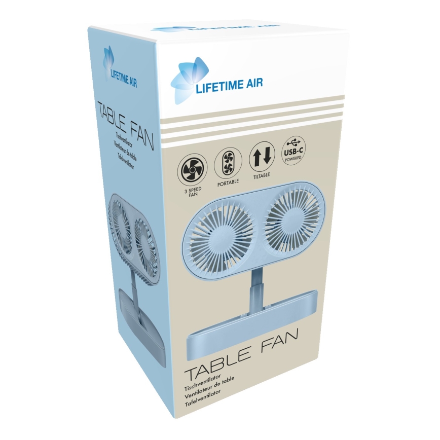 Nabíjecí stolní ventilátor 3,7V 1200 mAh modrá