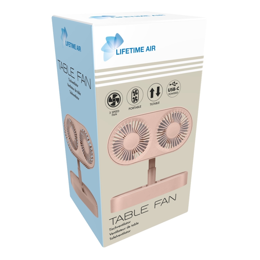 Nabíjecí stolní ventilátor 3,7V 1200 mAh růžová
