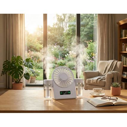 Nabíjecí stolní ventilátor s mlhovým efektem 3,7V 1200 mAh