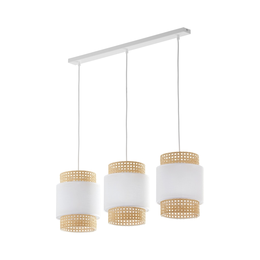 Náhradní stínidlo ke stolní lampě a lustru BOHO E27 pr. 20 cm ratan/bílá