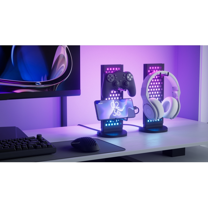 Nanoleaf - LED RGBIC Stmívatelná nabíjecí stolní stanice 5V 2700-6500K černá