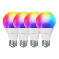 Nanoleaf - SADA 4x LED RGBW Stmívatelná žárovka ESSENTIALS MATTER A19 E27/9W/230V 2700-6500K CRI 90 Wi-Fi