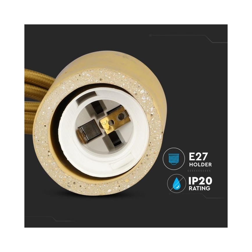 Napájecí kabel 1xE27/60W/230V beton/béžová