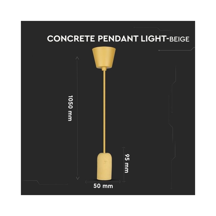 Napájecí kabel 1xE27/60W/230V beton/béžová