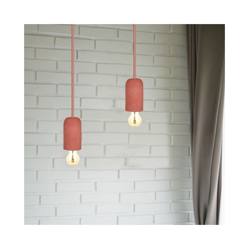 Napájecí kabel 1xE27/60W/230V beton/červená
