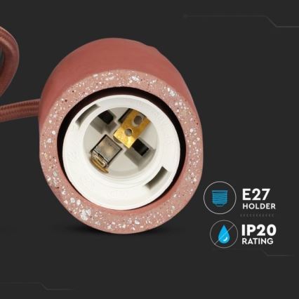 Napájecí kabel 1xE27/60W/230V beton/červená
