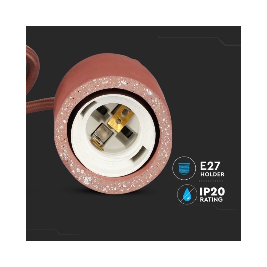 Napájecí kabel 1xE27/60W/230V beton/červená