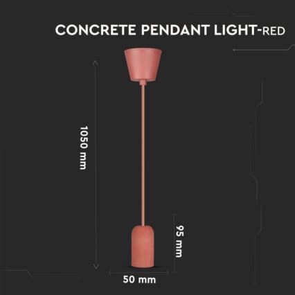 Napájecí kabel 1xE27/60W/230V beton/červená