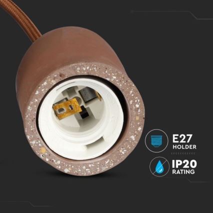 Napájecí kabel 1xE27/60W/230V beton/hnědá