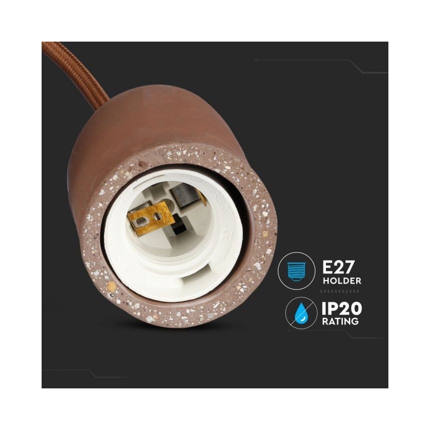 Napájecí kabel 1xE27/60W/230V beton/hnědá