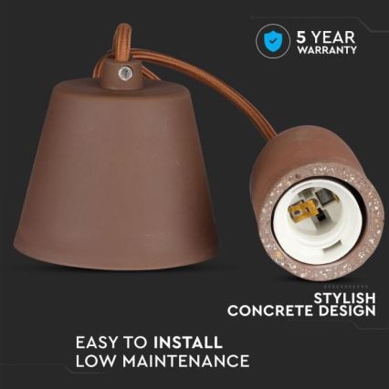Napájecí kabel 1xE27/60W/230V beton/hnědá