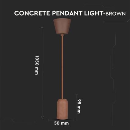 Napájecí kabel 1xE27/60W/230V beton/hnědá