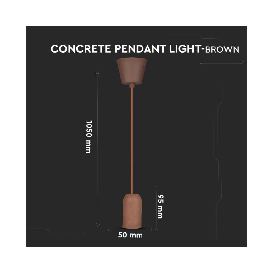 Napájecí kabel 1xE27/60W/230V beton/hnědá