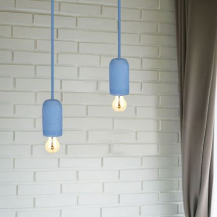 Napájecí kabel 1xE27/60W/230V beton/modrá