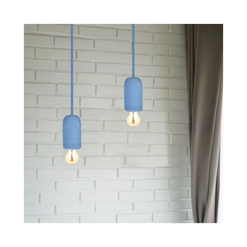 Napájecí kabel 1xE27/60W/230V beton/modrá
