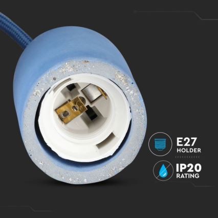 Napájecí kabel 1xE27/60W/230V beton/modrá