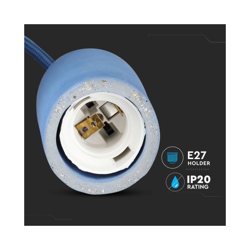 Napájecí kabel 1xE27/60W/230V beton/modrá