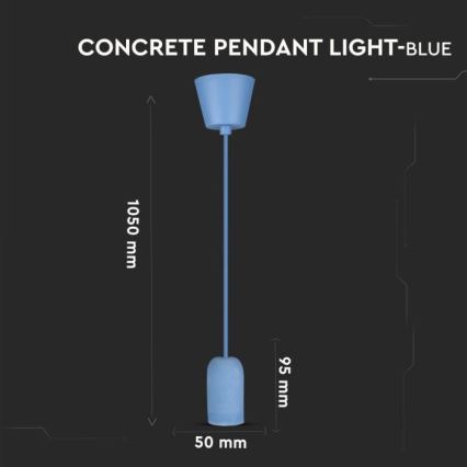 Napájecí kabel 1xE27/60W/230V beton/modrá