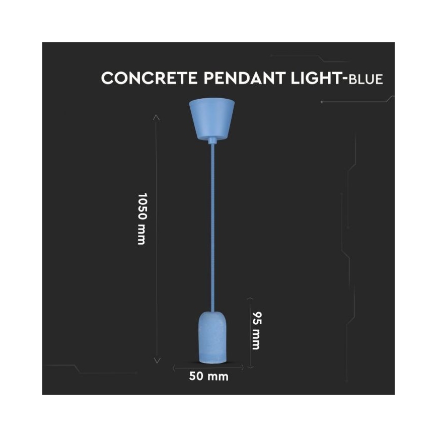 Napájecí kabel 1xE27/60W/230V beton/modrá
