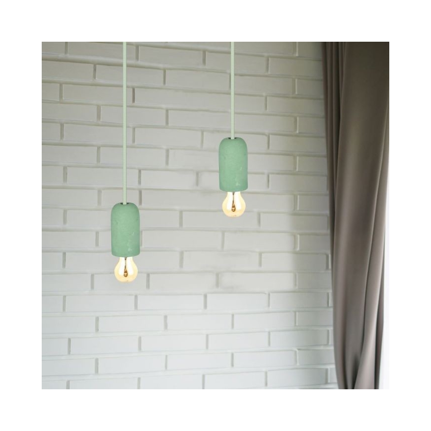 Napájecí kabel 1xE27/60W/230V beton/zelená