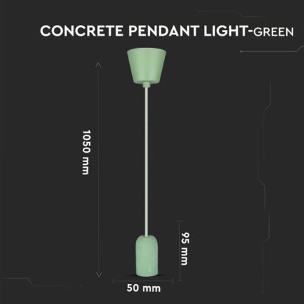 Napájecí kabel 1xE27/60W/230V beton/zelená