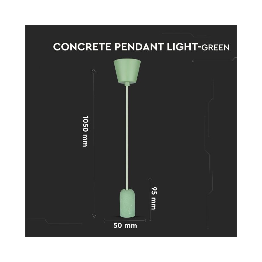 Napájecí kabel 1xE27/60W/230V beton/zelená