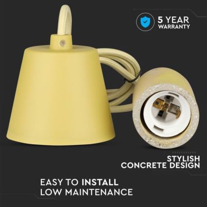 Napájecí kabel 1xE27/60W/230V beton/žlutá